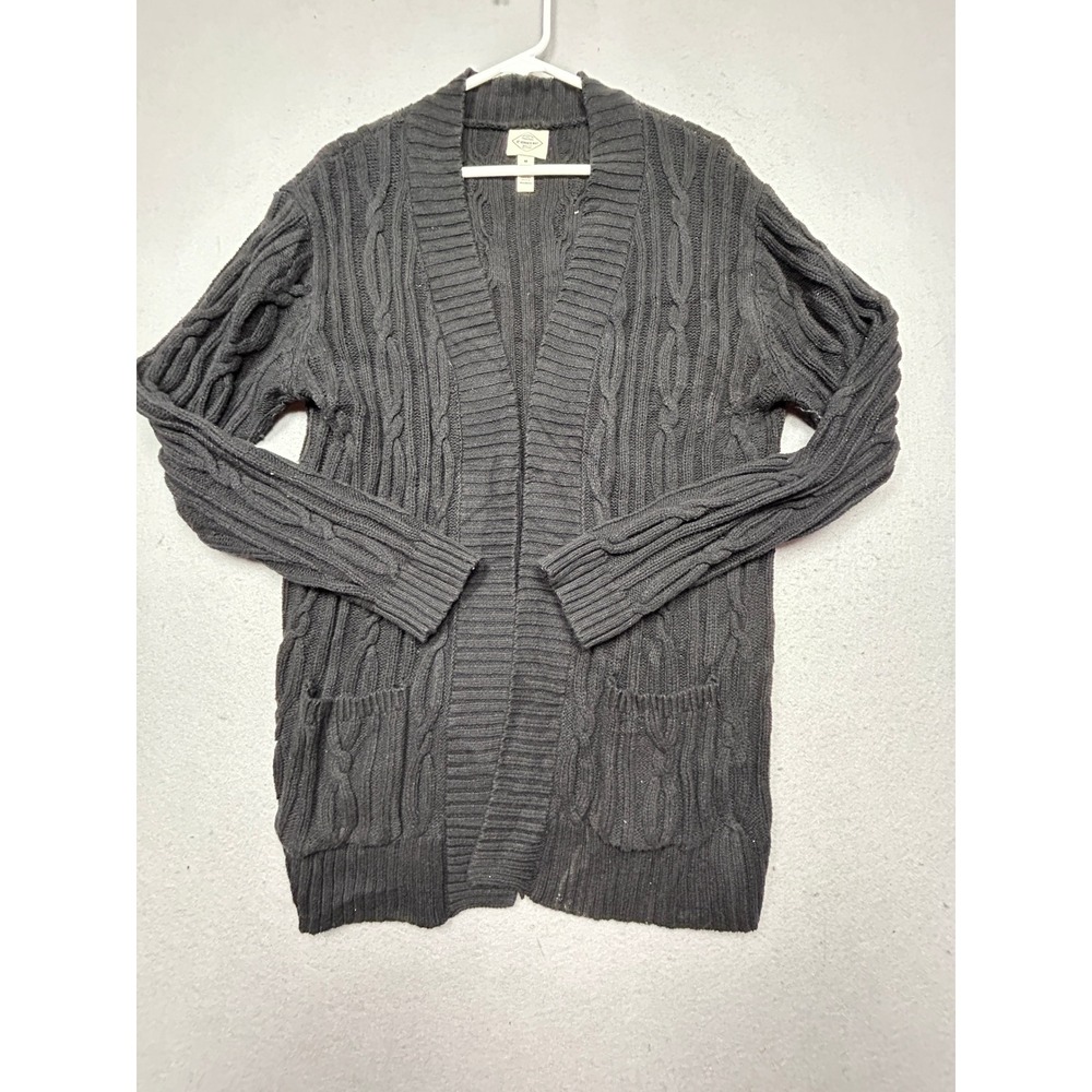 St. John's Bay Cardigan Cotton Acrylic Black Medium Womens